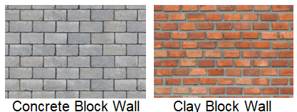 Concrete Block Wall & Clay Block Wall